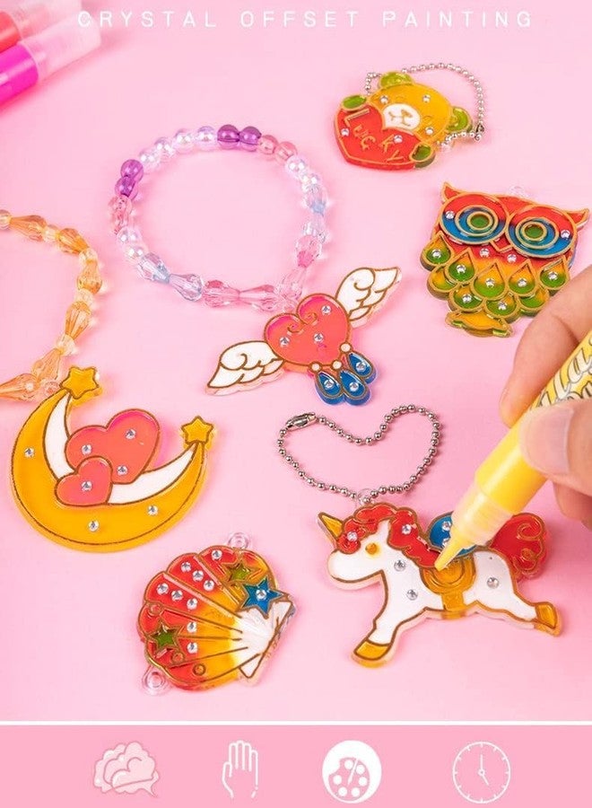 MUREN® DIY Crystal Pendant Craft Kit, 6 Pendants, 6 Colored Pencils, Beads, Strings, 3+ Years - Image 2